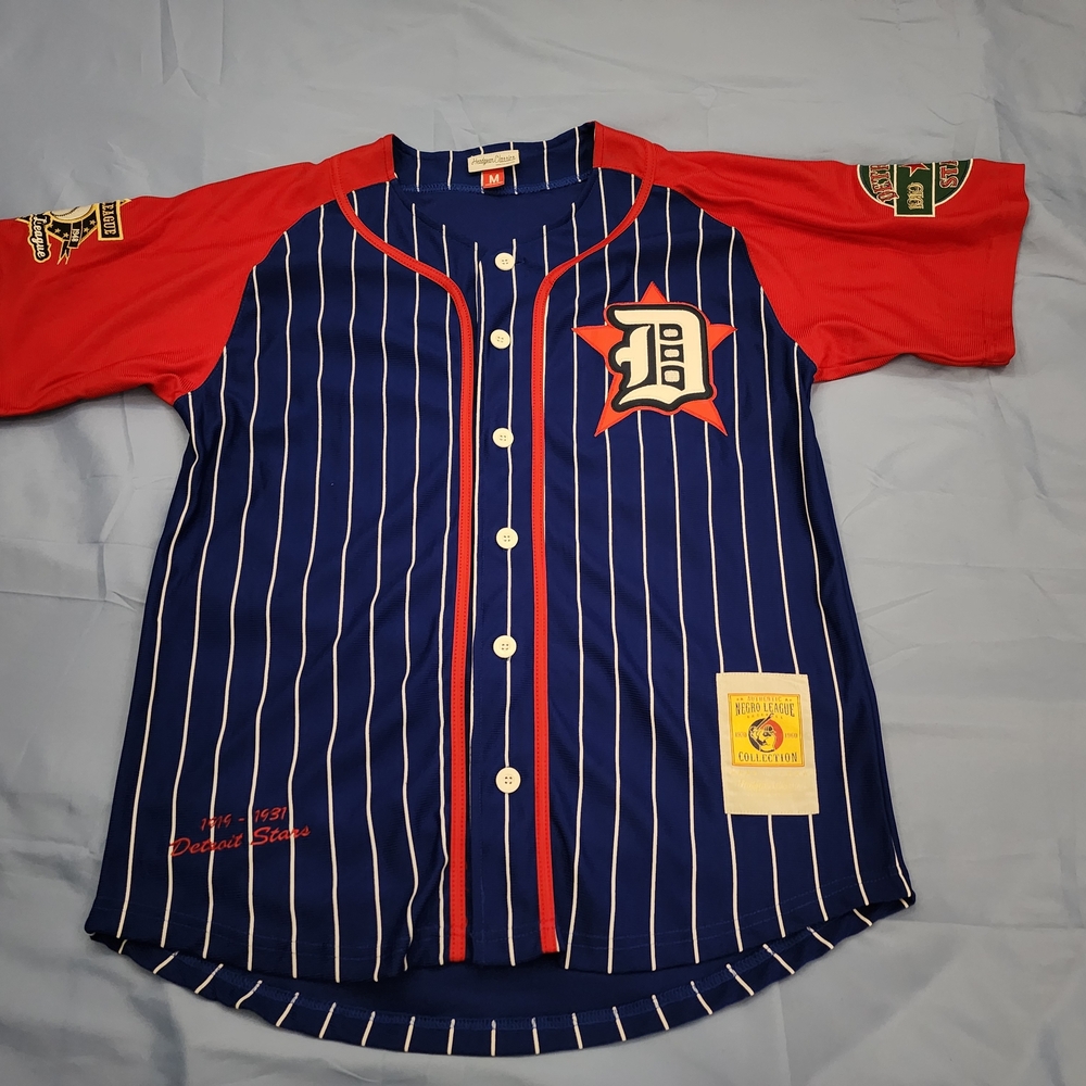 HEADWEAR CLASSICS NEGRO LEAGUE DETROIT STARS BASEBALL JERSEY RED/BLUE SZ M M